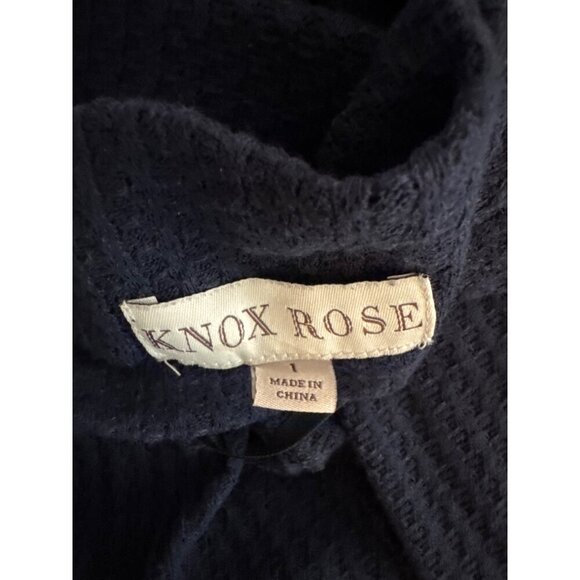Knox Rose Navy Open Front Waffle Knit Cardigan Drape Hem Size 1 - Picture 3 of 3